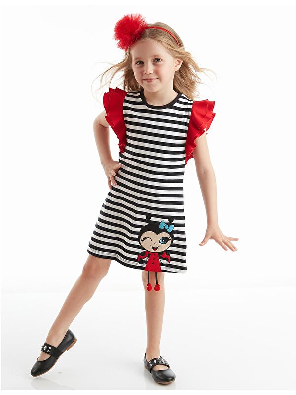 Denokids Uğurlu Kız Çizgili Elbise