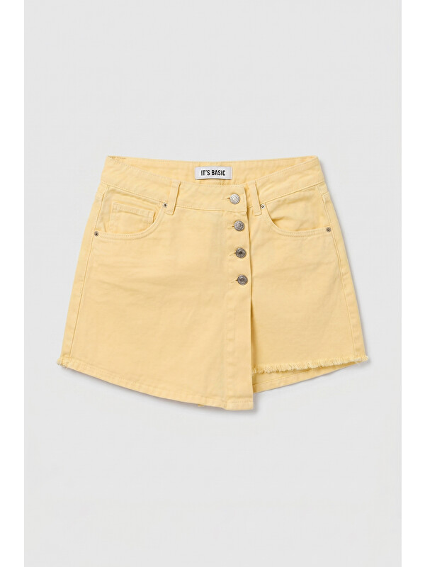 It's Basic Kadın Light Sarı 6s6-108 Denim Şort Etek