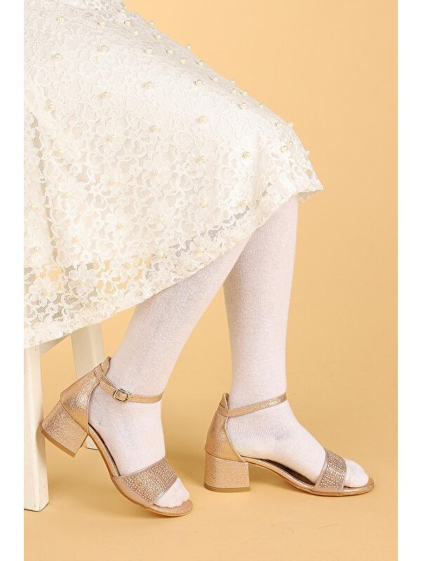 Heidi Çatlak Günlük Kız Çocuk 3 Cm Topuklu Sandalet Abiye Ayakkabı - Görsel 3