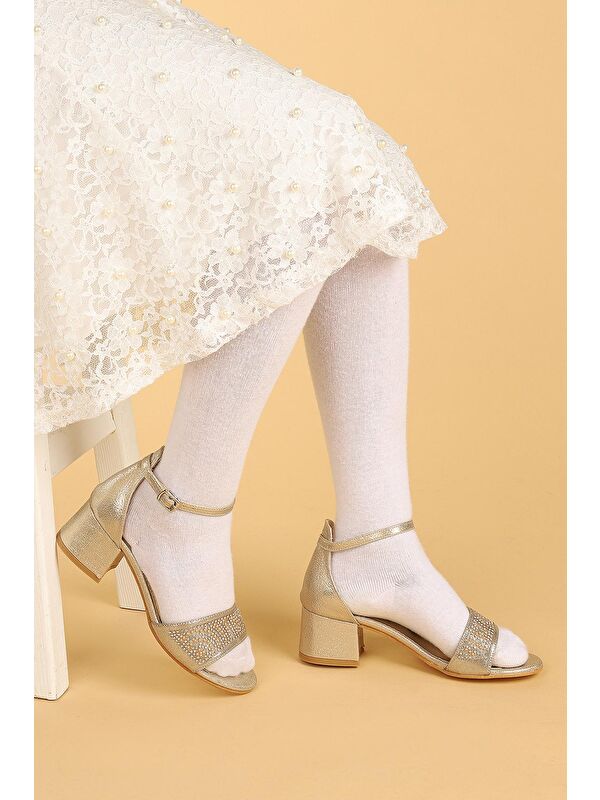 Heidi Çatlak Günlük Kız Çocuk 3 Cm Topuklu Sandalet Abiye Ayakkabı - Görsel 3