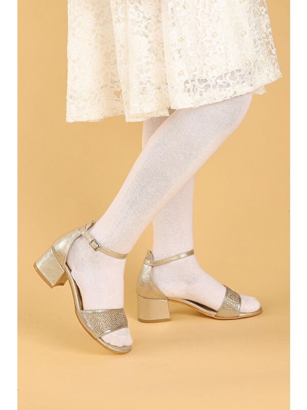 Heidi Çatlak Günlük Kız Çocuk 3 Cm Topuklu Sandalet Abiye Ayakkabı - Görsel 4