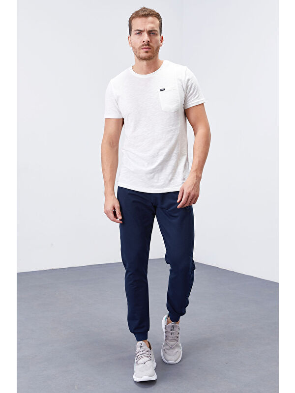Tommylife İndigo Fermuar Cepli Dar Kalıp  Erkek Jogger Eşofman Altı- 84343