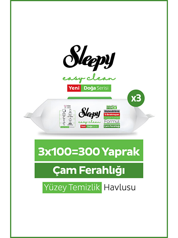 Sleepy Pine Yüzey Temizlik Havlusu Mendili Çam Ferahlığı 3x100 (300 Yaprak)