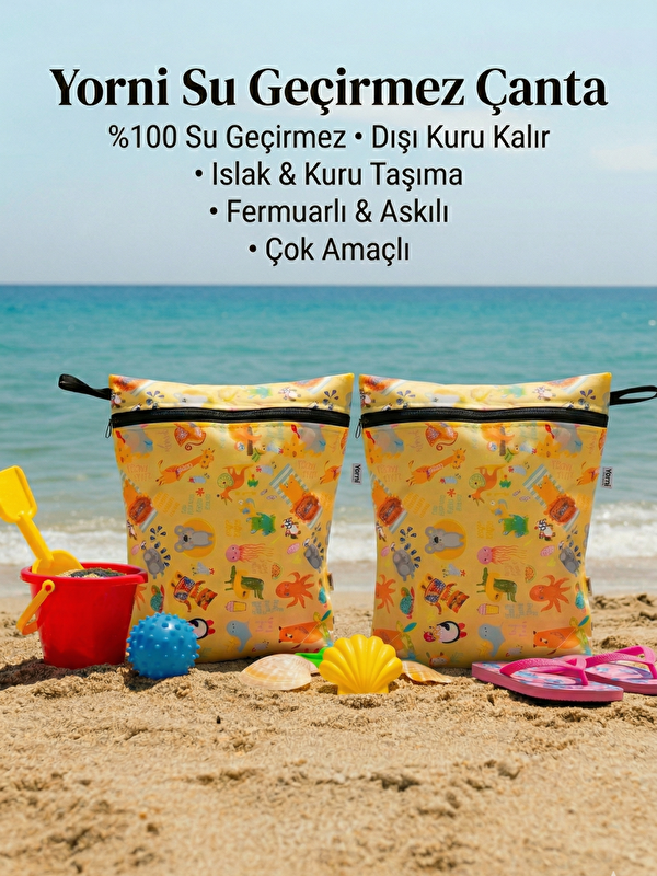 Yorni 2 adet, 36x30cm Summer, Sıvı Geçirmeyen Çok Amaçlı Islak Mayo, Havlu, Kirli Kıyafet Çantası, Torbası