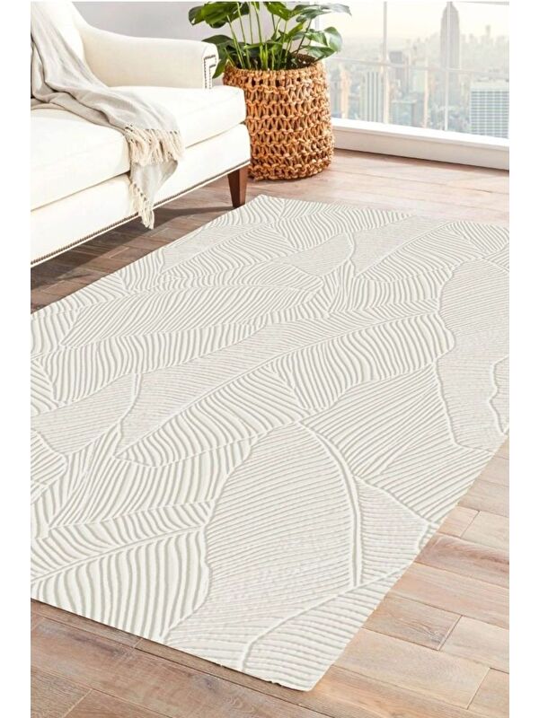 Jassrug Rölyef Halı 150X220 Garden Krem KREM