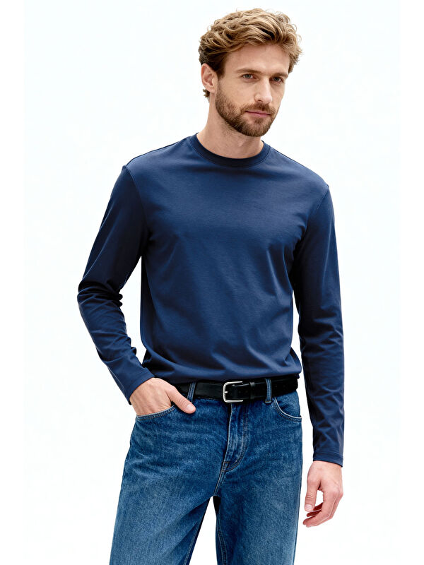 Tommylife İndigo Standart Fit Basic O Yaka Erkek Sweatshirt - 87997