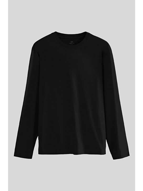 Tommylife Siyah Standart Fit Basic O Yaka Erkek Sweatshirt - 87997