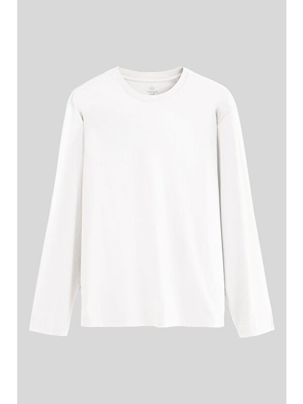 Tommylife Beyaz Standart Fit Basic O Yaka Erkek Sweatshirt - 87997