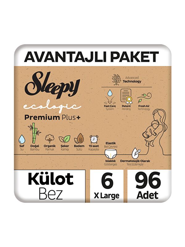 Sleepy Ecologic Premium Plus Avantajlı Paket Külot Bez 6 Numara Xlarge 96 Adet