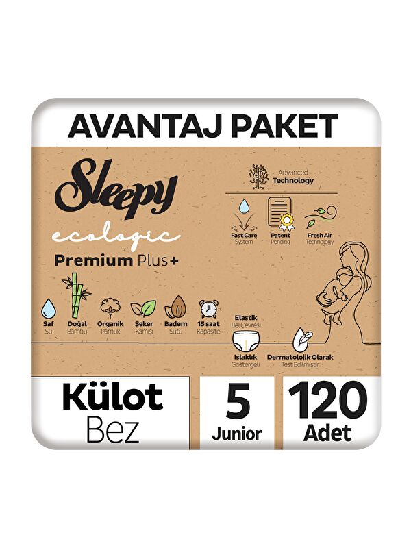 Sleepy Ecologic Premium Plus Avantajlı Paket Külot Bez 5 Numara Junior 120 Adet