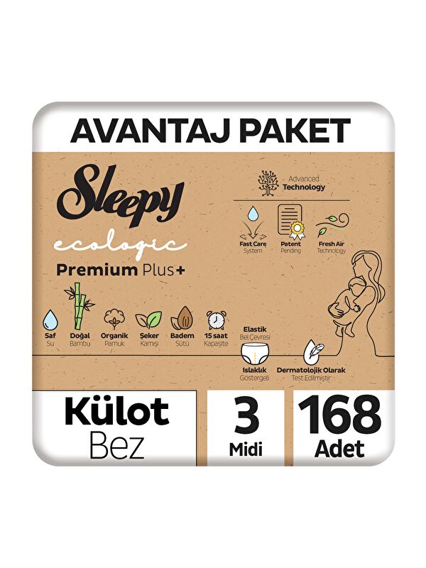 Sleepy Ecologic Premium Plus Avantajlı Paket Külot Bez 3 Numara Midi 168 Adet
