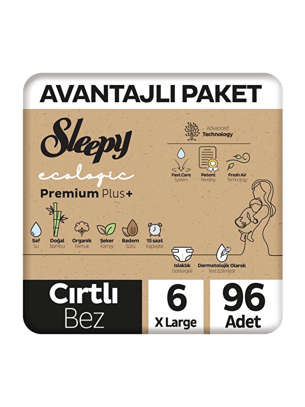 Sleepy Ecologic Premium Plus Avantajlı Paket Bebek Bezi 6 Numara 96 Adet