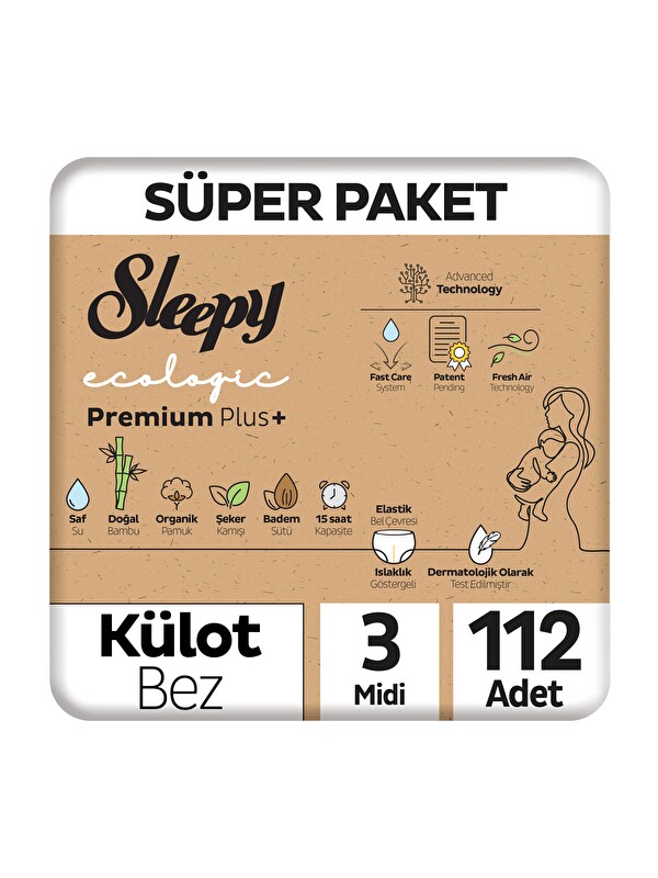 Sleepy Ecologic Premium Plus Süper Paket Külot Bez 3 Numara Midi 112 Adet