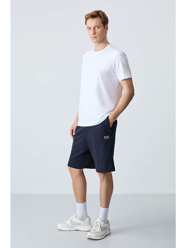Tommylife Lacivert Pamuklu Kalın Yumuşak Dokulu Standart  Fit Basic Erkek Şort  - 81277