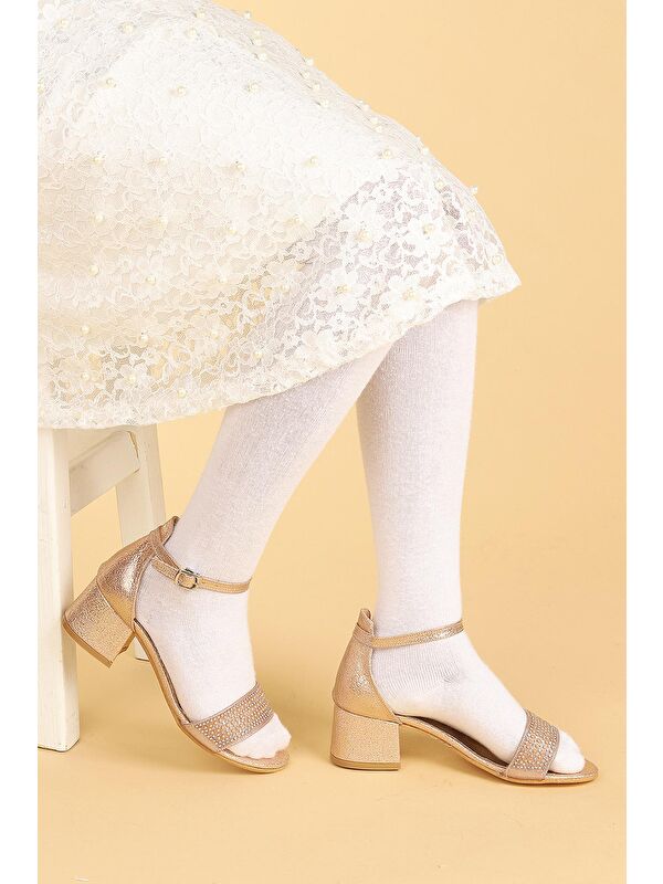 Elinor Çatlak Günlük Kız Çocuk 3 Cm Topuklu Sandalet Abiye Ayakkabı - Görsel 3