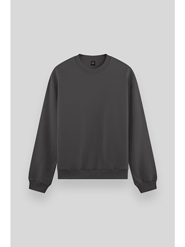 Tommylife Koyu Gri Basic O Yaka Rahat Form Erkek Sweatshirt - 88053