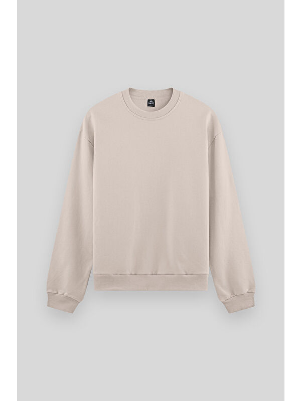 Tommylife Bej Basic O Yaka Rahat Form Erkek Sweatshirt - 88053