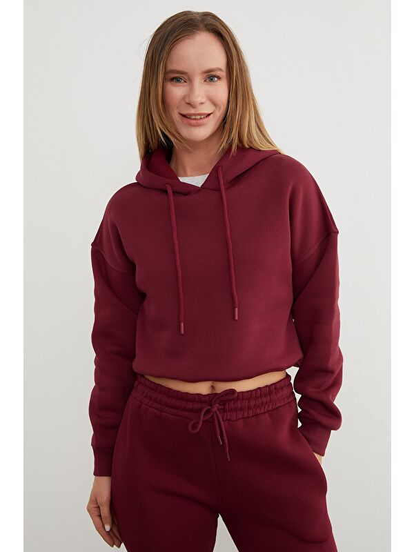 Fullamoda 3 İplik Basic Kapüşonlu Sweatshirt