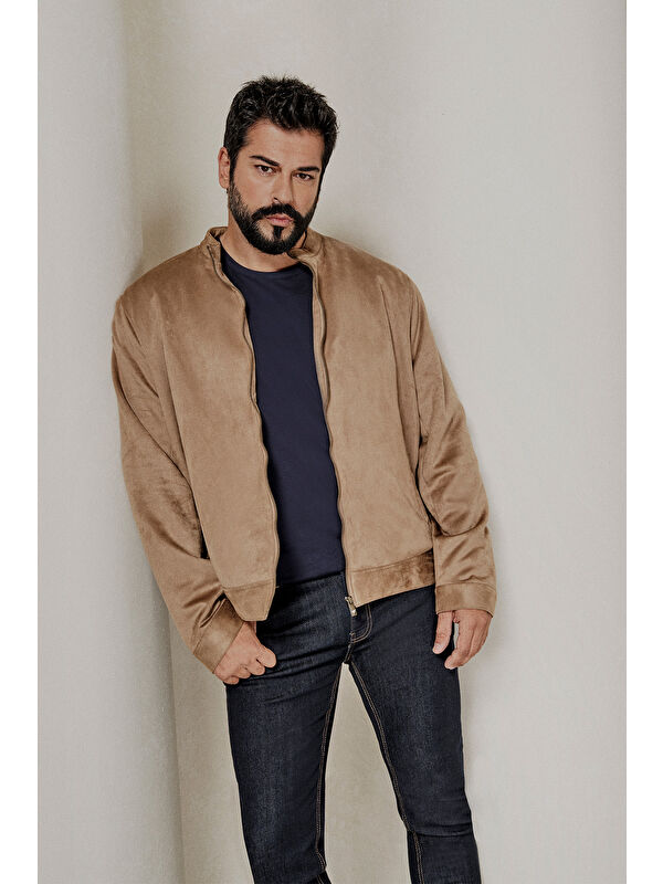 AC&Co / Altınyıldız Classics Erkek Bej Standart Fit Normal Kesim Dik Yaka Yağlı Görünümlü Mont