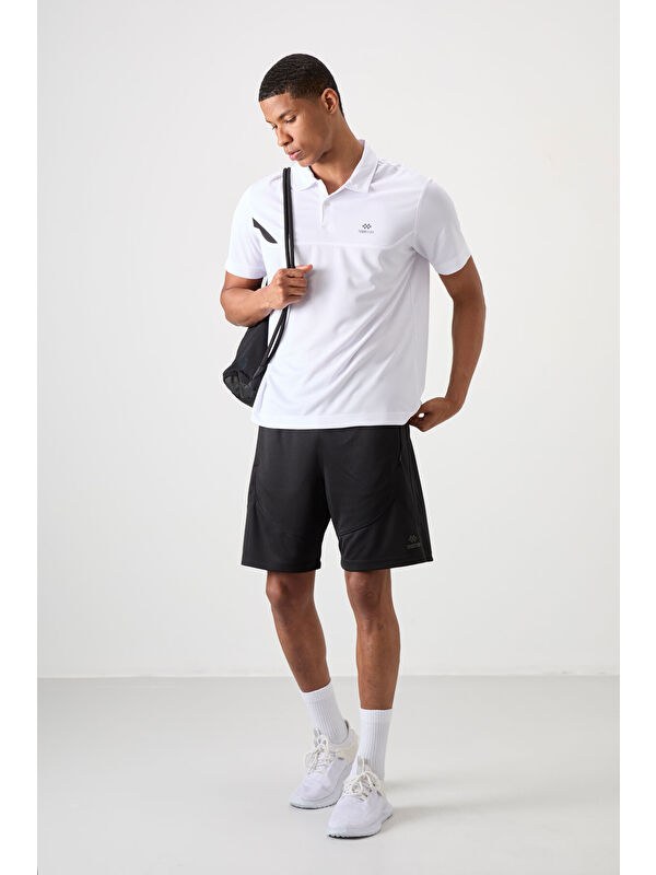 Tommylife Beyaz Polyester Nefes Alan Dokulu İnce Esnek Standart Fit Polo Yaka Erkek Performans Tişört - 88402