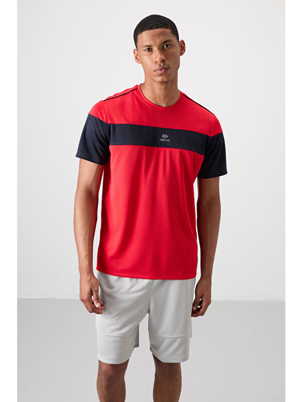 Tommylife Kırmızı Polyester Nefes Alan Dokulu İnce Esnek Standart Fit Erkek Performans Tişört - 88396