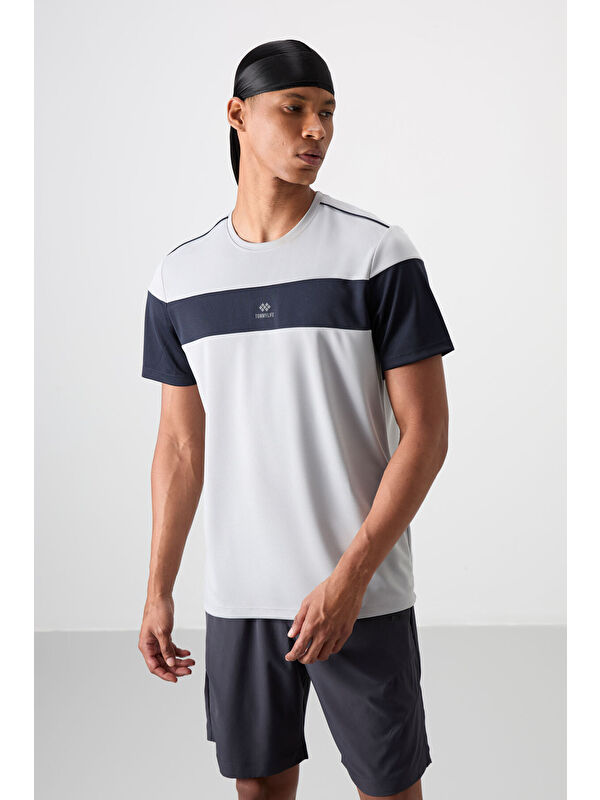 Tommylife Gri Polyester Nefes Alan Dokulu İnce Esnek Standart Fit Erkek Performans Tişört - 88396