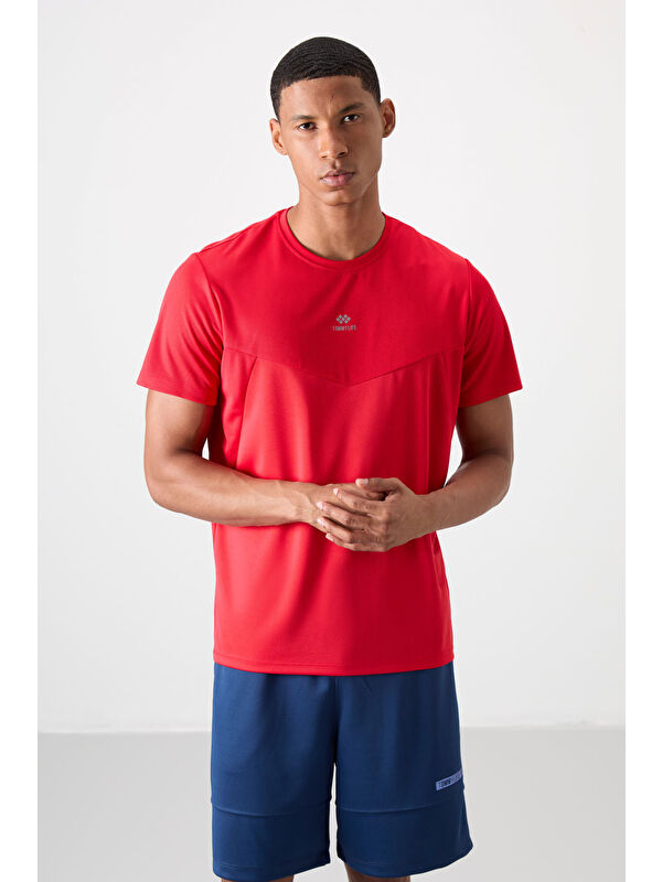 Tommylife Kırmızı Polyester Nefes Alan Dokulu İnce Esnek Standart Fit Erkek Performans Tişört - 88391
