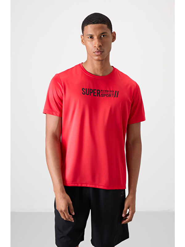 Tommylife Kırmızı Polyester Nefes Alan Dokulu İnce Esnek Standart Fit Erkek Performans Tişört - 88385