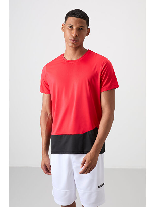Tommylife Kırmızı Polyester Nefes Alan Dokulu İnce Esnek Standart Fit Erkek Performans Tişört - 88383