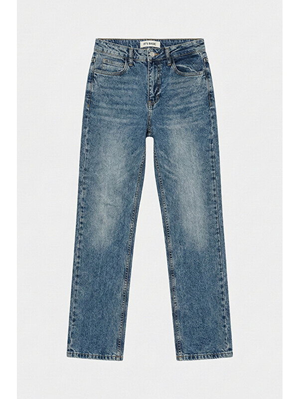 It's Basic Kadın Jean Rengi 4w5-32 Düşük Bel Straight Fit %100 Pamuk Denim Jean