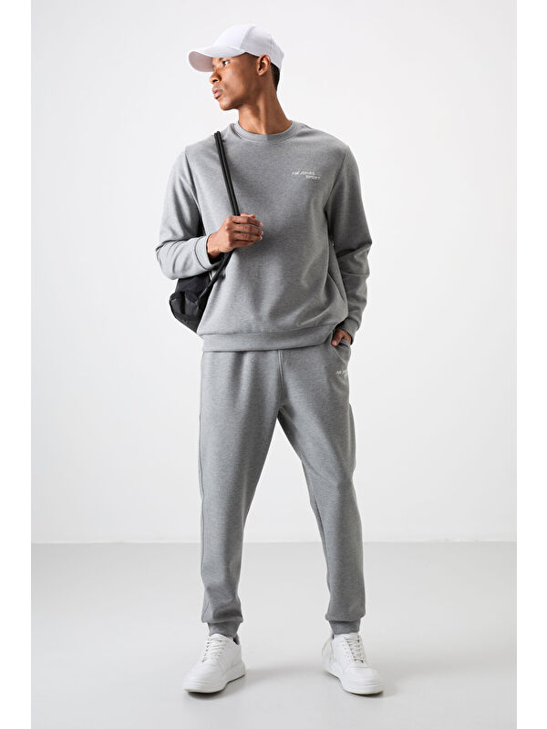 Air Jones Pamuklu Kalın Yumuşak Dokulu Comfort Fit Nakışlı Erkek Eşofman Takım - 85254