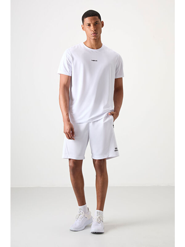 Tommylife Beyaz Polyester Kalın Yumuşak Comfort Fit Erkek Şort - 81273