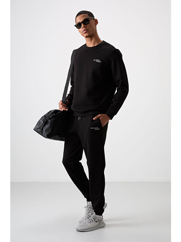 Air Jones Pamuklu Kalın Yumuşak Dokulu Comfort Fit Nakışlı Erkek Eşofman Takım - 85254