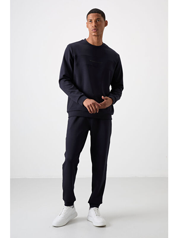 Air Jones Pamuklu Kalın Yumuşak Dokulu Comfort Fit Baskılı Erkek Eşofman Takım - 85253