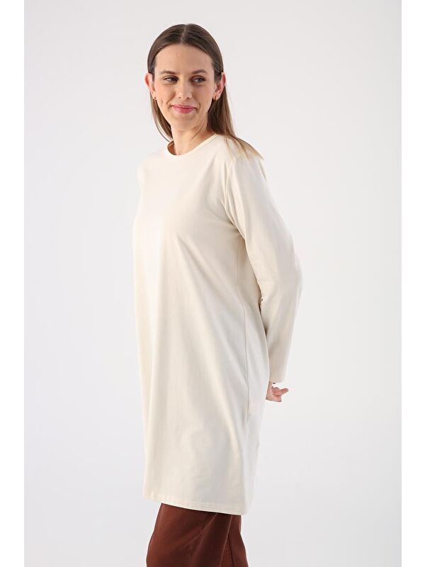 ALLDAY Ekru Basic Pamuklu Süprem Sweat Tunik