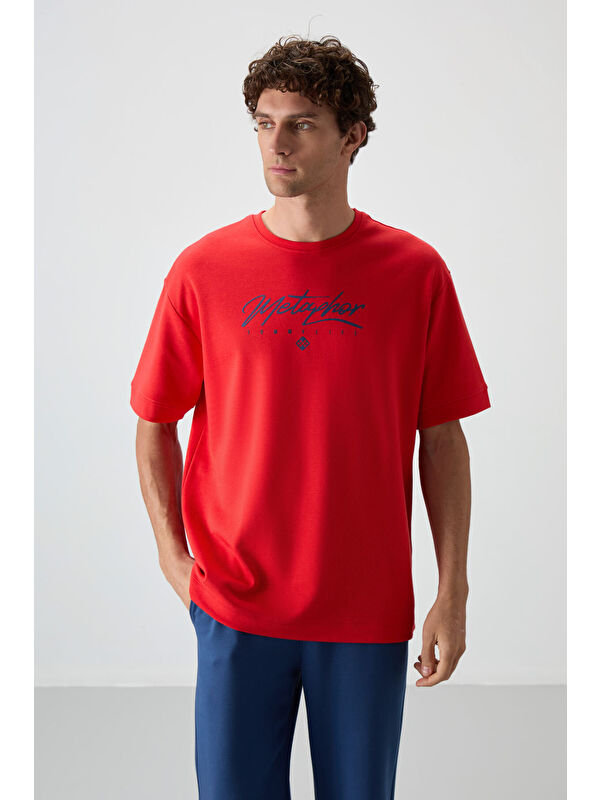 Tommylife Pamuklu Kalın Yumuşak Dokulu Oversize Fit Baskılı Erkek Tişört