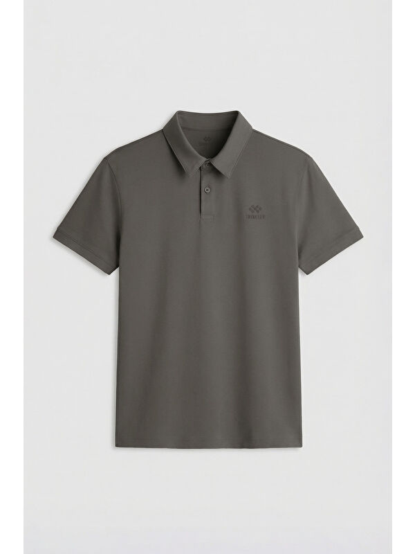 Tommylife Çağla Basic Logolu Standart Kalıp Triko Polo Yaka Erkek Tişört - 87748