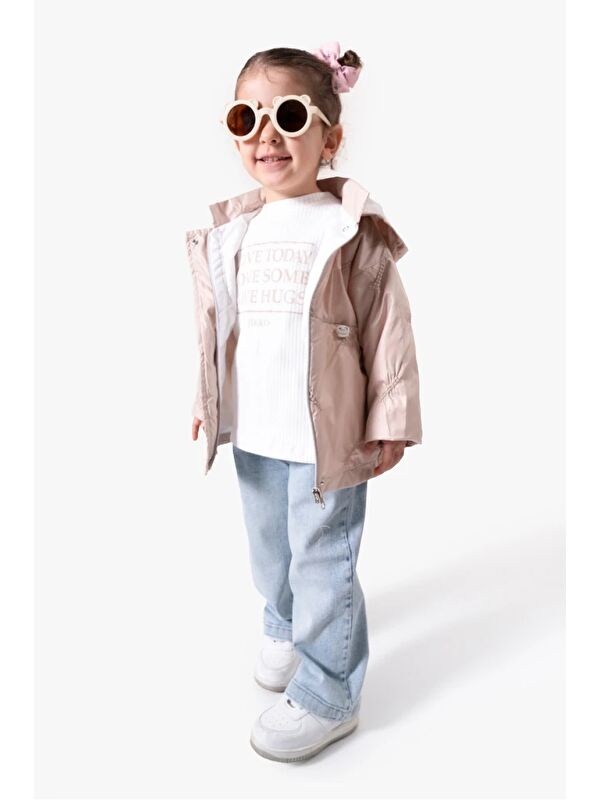 Jikko Baby 3'lü Kapüşonlu Kız Bebek Mont & Pantolon Bayramlık Takım 9083