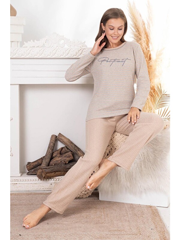 Fullamoda Let Me Slee p Baskılı Büyük Beden Pijama Takımı