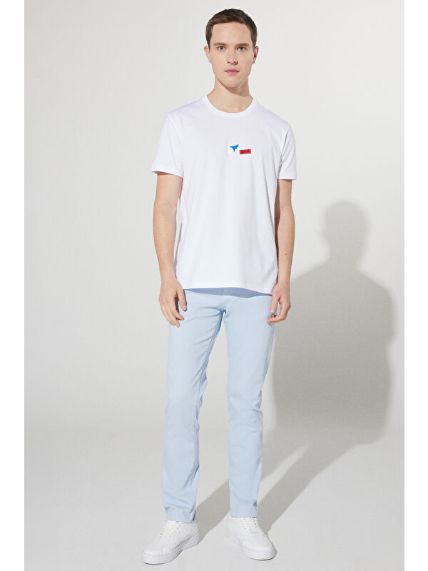 Altınyıldız Classics Erkek Mavi 360 Derece Her Yöne Esneyen Slim Fit Dar Kesim Pamuklu Rahat Pantolon