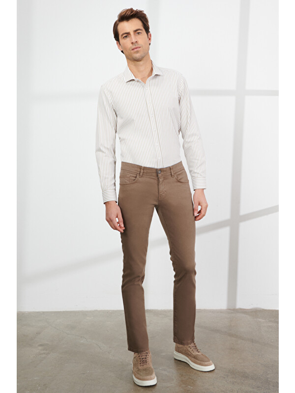 Altınyıldız Classics Erkek Vizon 360 Derece Her Yöne Esneyen Rahat Slim Fit Pantolon