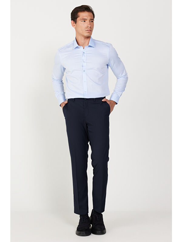 Altınyıldız Classics Erkek Lacivert Slim Fit Dar Kesim Yan Cepli Esnek Pantolon