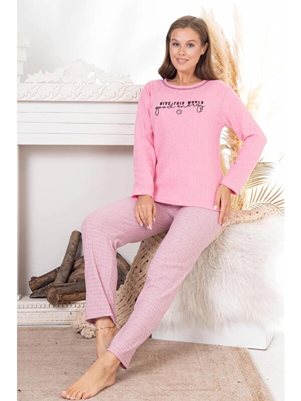 Fullamoda Büyük Beden Tavşan Baskılı Pijama Takımı