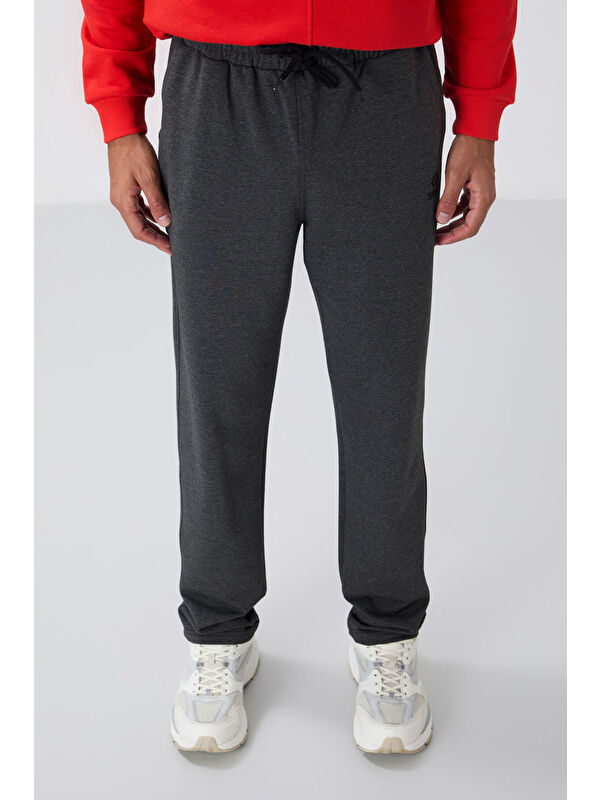 Tommylife Antrasit Melanj Bağcıklı Cepli Standart Kalıp Klasik Paça Erkek Eşofman Alt - 84682