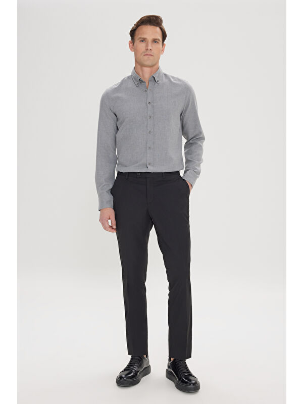 AC&Co / Altınyıldız Classics Erkek Siyah Slim Fit Dar Kesim Klasik Yan Cep Pantolon