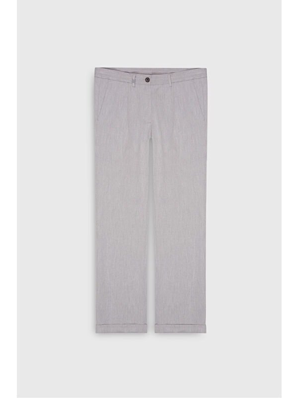 Altınyıldız Classics Erkek Gri Slim Fit Dar Kesim Beli Bağlamalı Yan Cep Esnek Casual Pantolon
