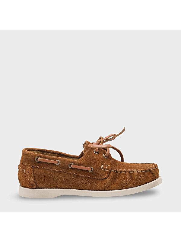 Capone Outfitters Stephie Hakiki Deri Süet Kadın Loafer Tekne Ayakkabısı