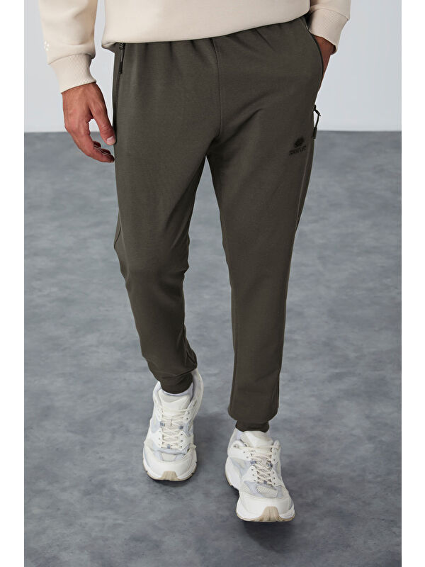Tommylife Haki Fermuar Cepli Standart Kalıp Erkek Jogger Eşofman Altı- 84651