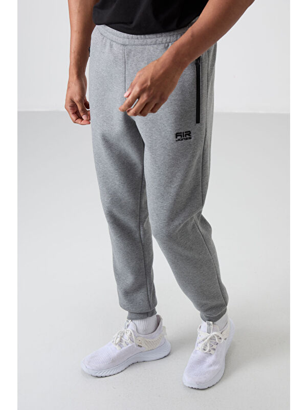 Air Jones Cesar Gri Melanj Fermuar Cepli Şardonlu Jogger  Erkek Jogger Eşofman Altı - 84929
