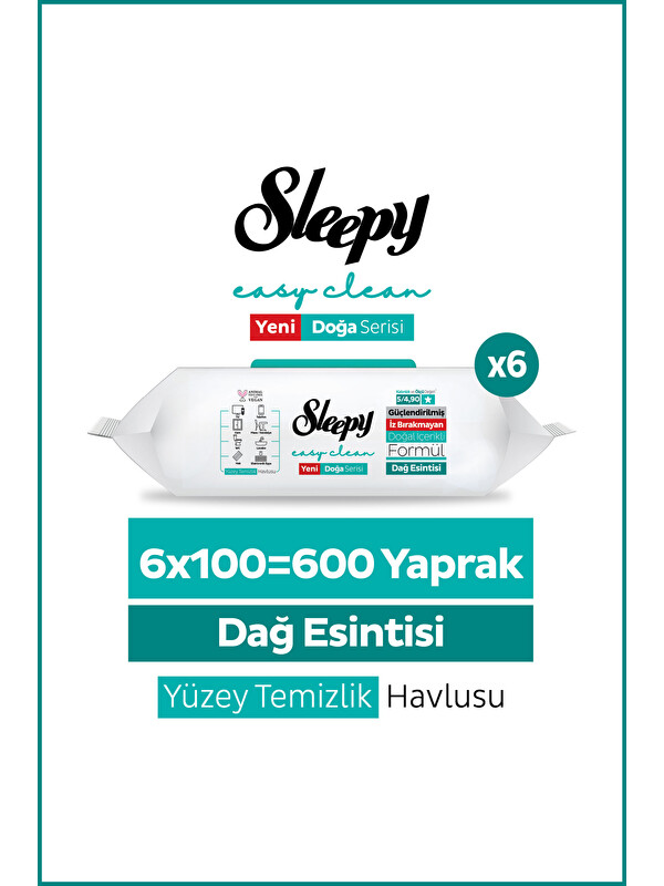 Sleepy Mountain Yüzey Temizlik Havlusu Mendili Dağ Esintisi 6x100 (600 Yaprak)